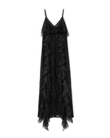 Damen Rüschen Trägerkleid – Sexy Maxi-Kleid mit Seitenschlitz