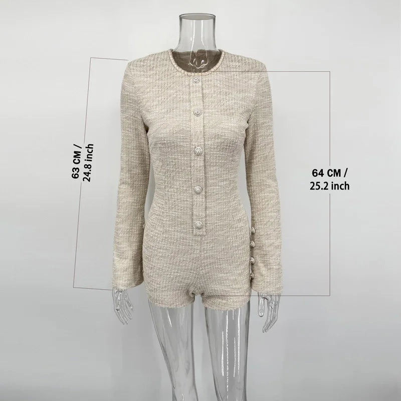 Eleganter, luxuriöser Cardigan-Strampler für Damen | Langärmeliger Jumpsuit mit hoher Taille und Wickeldesign