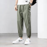 Men’s Summer Thin Cotton Cargo Pants – Stretch Ankle Length Casual Trousers