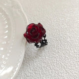 Retro Goth Red Rose Ring for Women – Punk Personality Flower Finger Ring