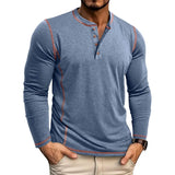 Men's Cotton Long Sleeve Henley Shirt – Casual Button Neck T-Shirt