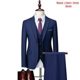 Herren 3-teiliger High-End Anzug – Slim Fit Business-Anzug unifarben