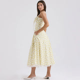 Women's Elegant Floral Print Corset Dress