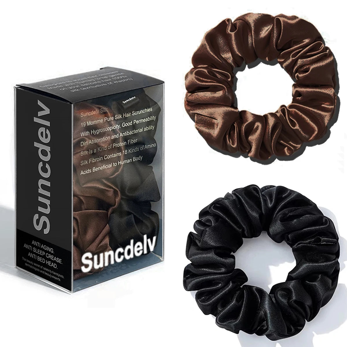 The "Silk-Glow" Duo: 2Pcs Pure 22 Momme Natural Silk Scrunchies
