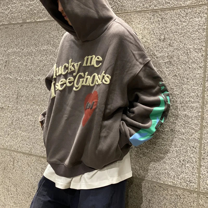 Men's Oversized Streetwear Hoodie – CPFM Style Foam Printed Sweatshirt – Kanye Inspired Loose Fit Pullover