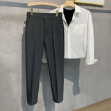 Men’s Slim Fit Casual Pants – Business Suit Trousers with Elastic Waist