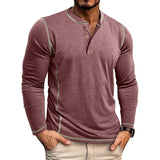 Men's Cotton Long Sleeve Henley Shirt – Casual Button Neck T-Shirt