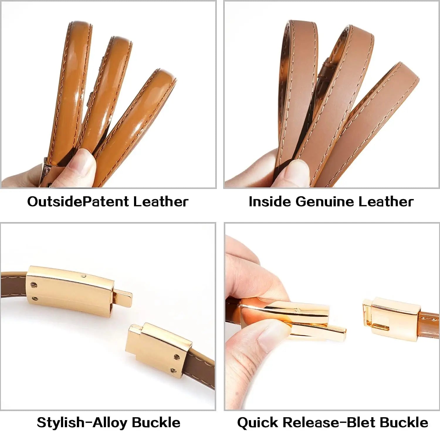 Der „Perfect Fit“ Skinny Gürtel: Verstellbarer Ledergürtel für Damen – Elegante goldene Schnalle