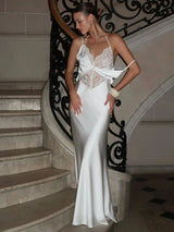 Women’s Luxury Lace Evening Dress – Sexy Sleeveless Backless Party Gown