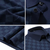 Men's Long Sleeve Polo Shirt – Business Casual Slim Fit Plaid Tee