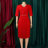 The "Athena" Pleated Maxi – Elegant V-Neck African Evening Gown