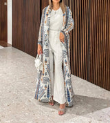Die „Royal Archive“ Vintage Print Abaya | Offener Cardigan & Dubai Luxus Robe