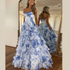 Elegant A-Line Floral Prom Dress | Floor-Length Pleated Evening Gown