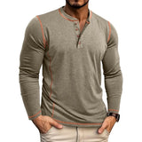 Men's Cotton Long Sleeve Henley Shirt – Casual Button Neck T-Shirt