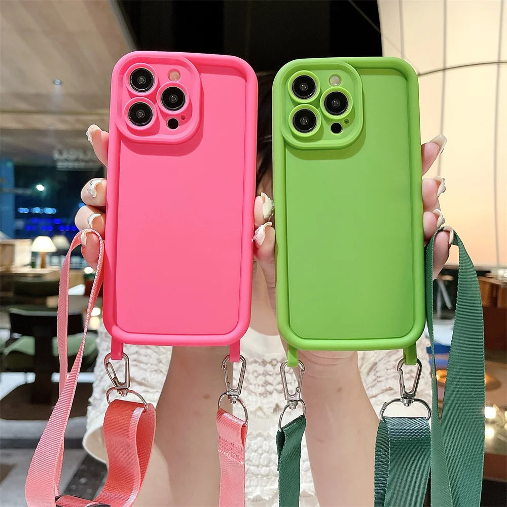 Crossbody Lanyard Silicone Case for iPhone 17 16 15 14 13 12 11 Pro Max