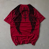 Herren Y2K Gothic Affliction T-Shirt – Baumwoll-T-Shirt mit dunklem Flügelprint