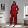Afrikanisches zweiteiliges Set für Damen mit goldenem Knopf, Broschen-Blazer und Knöchelhose
