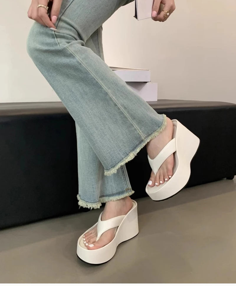 Designer Summer Chunky Slippers – Fashion Platform Wedge Sandals