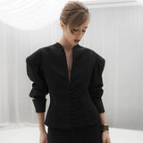 Eleganter Patchwork-Pendlerblazer – Schlanker, hochtaillierter Herbstmantel für Damen