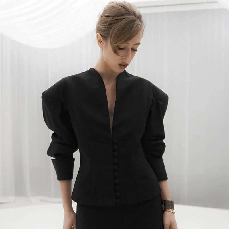 Eleganter Patchwork-Pendlerblazer – Schlanker, hochtaillierter Herbstmantel für Damen