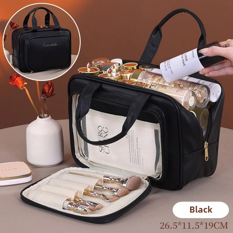 Große Kosmetiktasche aus PU-Leder für Damen