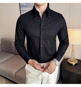 Herren Luxus Hemd mit großem Kragen – Hochwertiges, einfarbiges Slim Fit Hemd