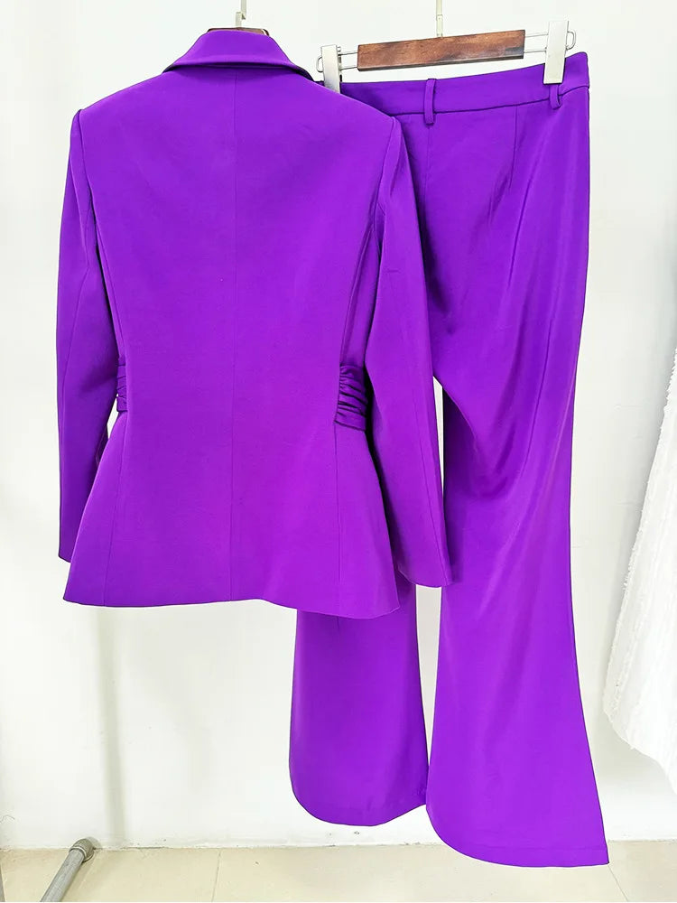 Damen-Slim-Fit-Blazer mit integriertem Taillendetail & High-Waist-Hose