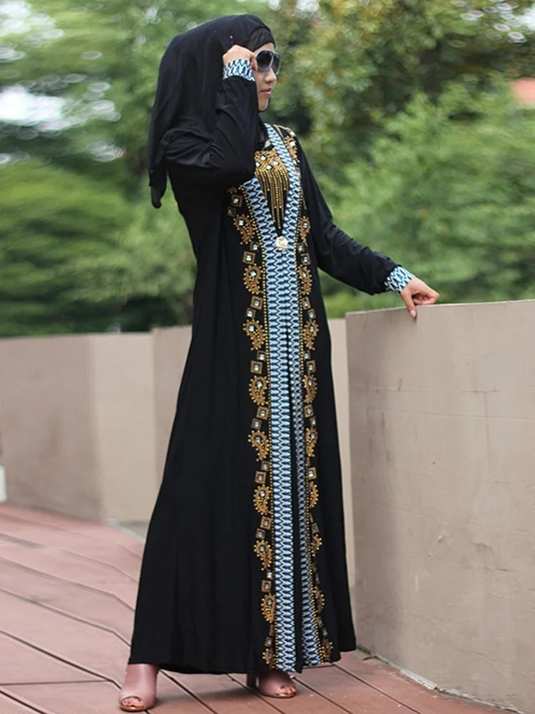 Black Muslim Abaya for Women | Sequin Beaded Kaftan and Elegant Splice Maxi Dress