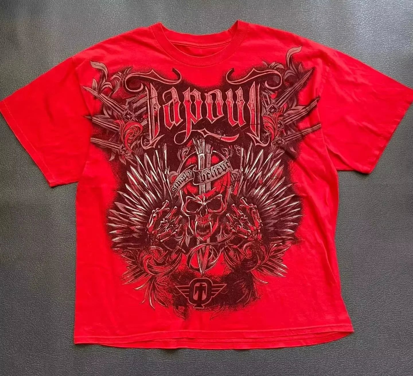 Herren Y2K Gothic Affliction T-Shirt – Baumwoll-T-Shirt mit dunklem Flügelprint