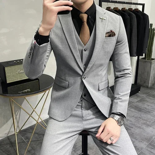 3-teiliger hochwertiger Anzug für Herren – Luxuriöses Boutique-Set aus Sakko, Weste und Hose