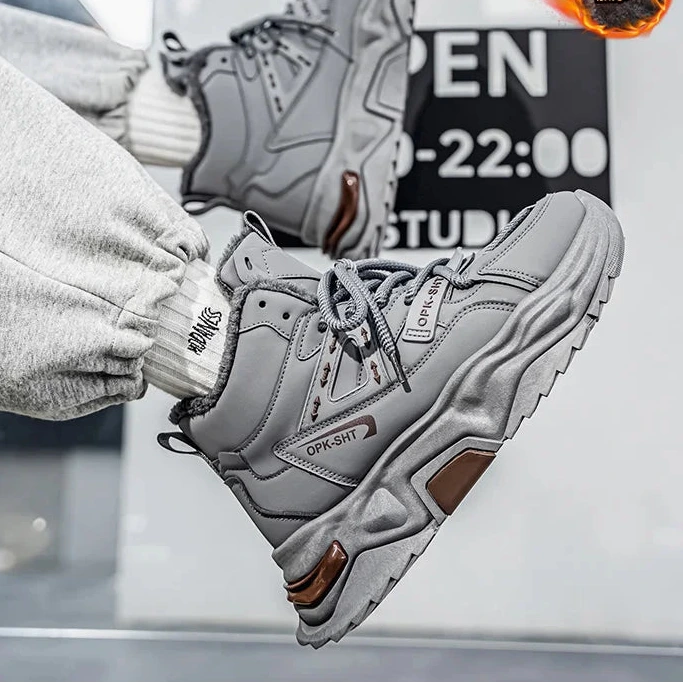 Herren-Winter-Sneaker-Stiefel: Wasserdichte, warm gefütterte Schneestiefel, rutschfeste sportliche Winterschuhe
