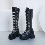 Women’s Gothic High Wedge Platform Mid-Calf Boots