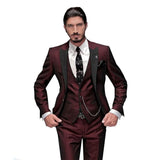 Herren 3-teiliger Slim Fit Anzug – Gentleman Hochzeits-Smoking, Reverskragen Bräutigam Terno Set
