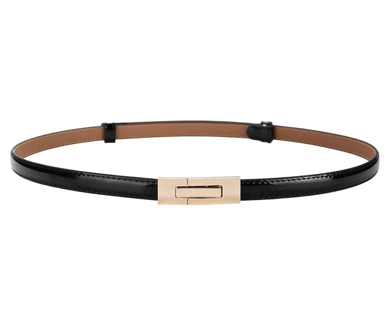 Der „Perfect Fit“ Skinny Gürtel: Verstellbarer Ledergürtel für Damen – Elegante goldene Schnalle