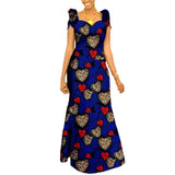 Afrikanisches langes Maxikleid für Damen |Kurzarm-Kleid aus Ankara-Stoff