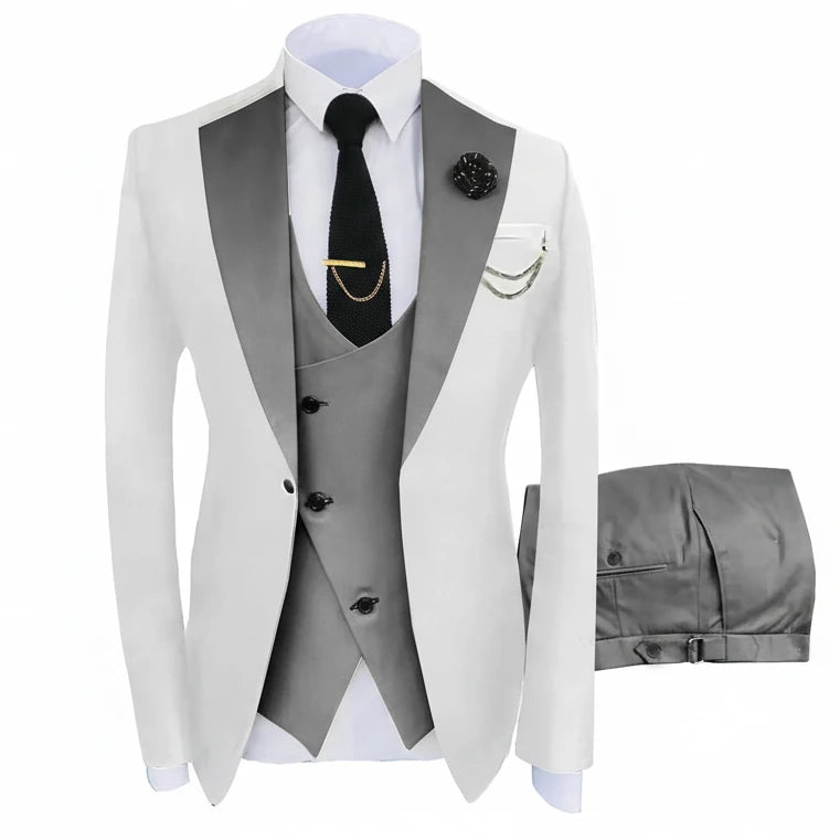 Herren 3-teiliger High-End-Anzug – Casual Business & formeller Gesellschaftsanzug