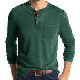 Europäische und amerikanische Herren Langarm Rundhals-T-Shirts Amazon Herren Base Layer Top Außenhandel Herren T-Shirt Henry-Kragen