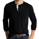 Europäische und amerikanische Herren Langarm Rundhals-T-Shirts Amazon Herren Base Layer Top Außenhandel Herren T-Shirt Henry-Kragen