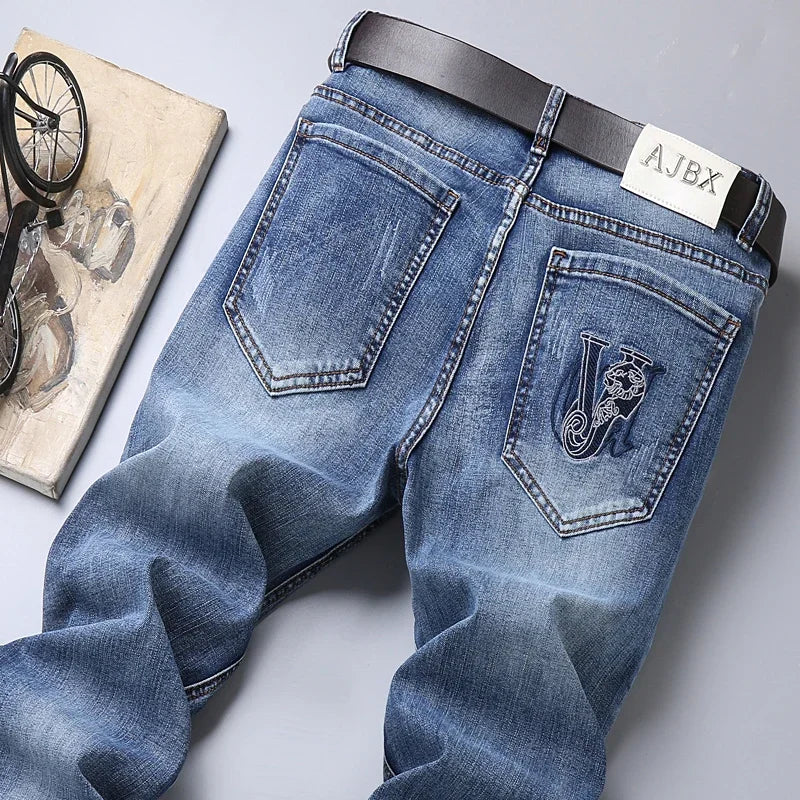 Europäische Luxus Herren Slim Fit Jeans | Hochwertiger trendiger Freizeit-Denim