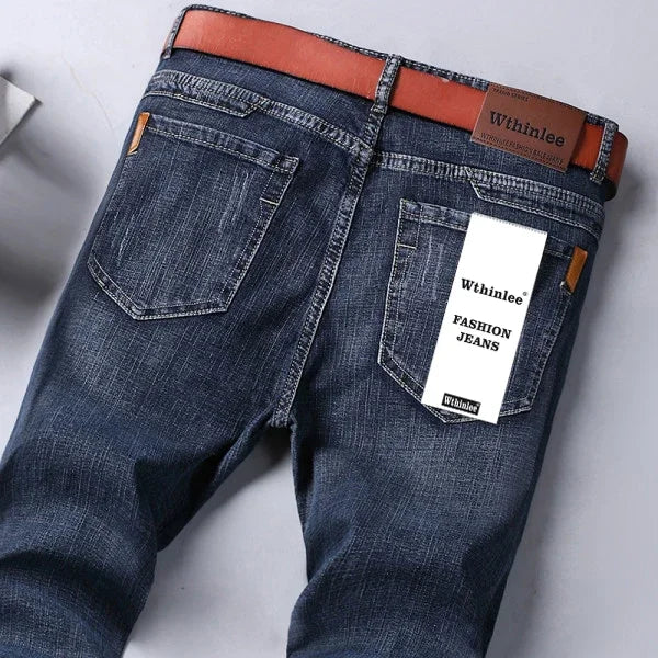 Herren klassische gerade Regular-Denim-Stretchjeans