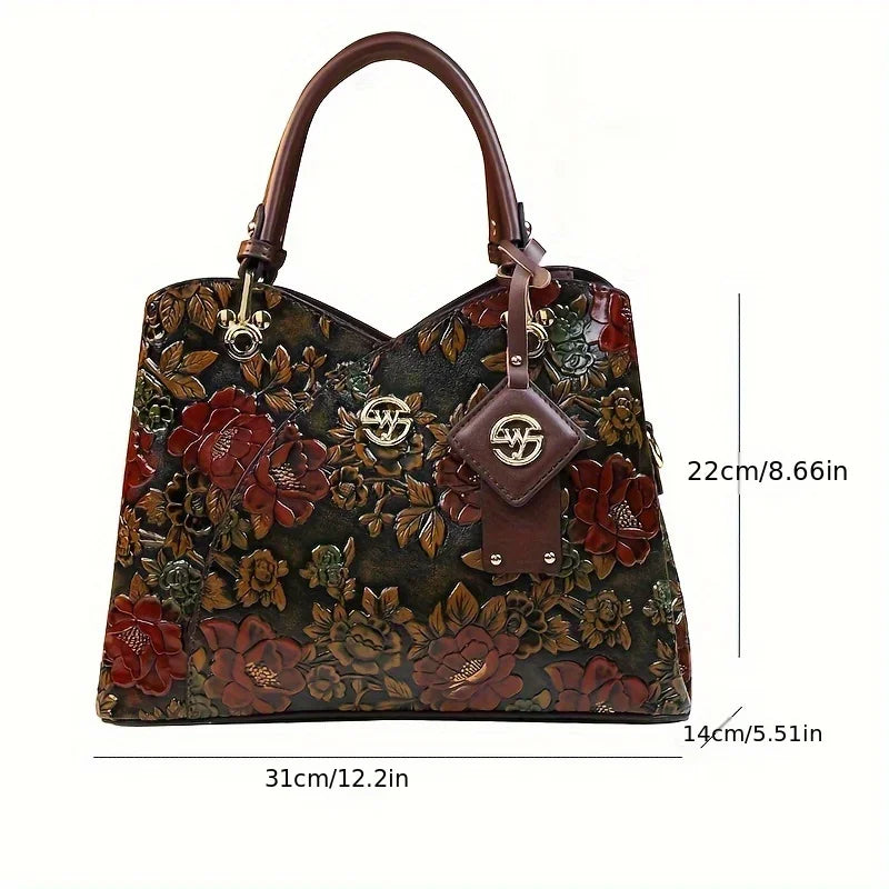 The Garden-Glow Artisan Tote: Luxury Floral Pattern Handbag