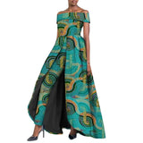 High-Split Long Dress and Ankara Pants, Traditional Dashiki Wax Print Outfit