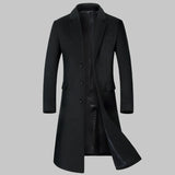 Herren Wintermantel aus hochwertiger Wolle – Knielanger Trenchcoat