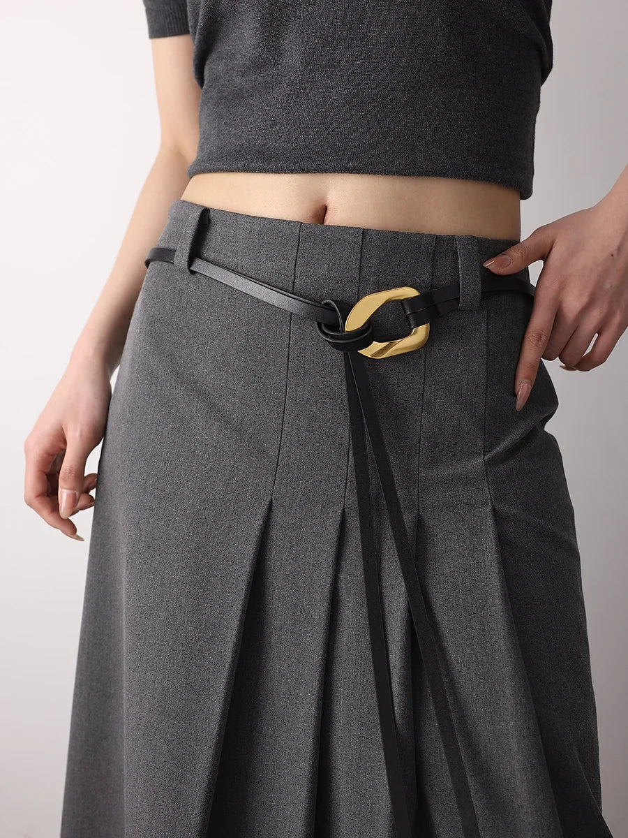 Real Leather Double Rope Thin Belt for Women – Decorative Waist Chain for Dresses & Coats