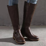 Women’s Punk Buckle Platform Knee-High Side-Zip Riding Boots