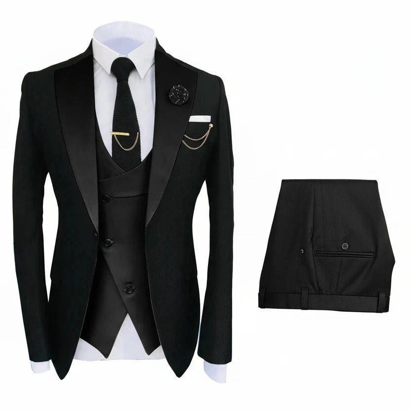 Herren 3-teiliger High-End-Anzug – Casual Business & formeller Gesellschaftsanzug