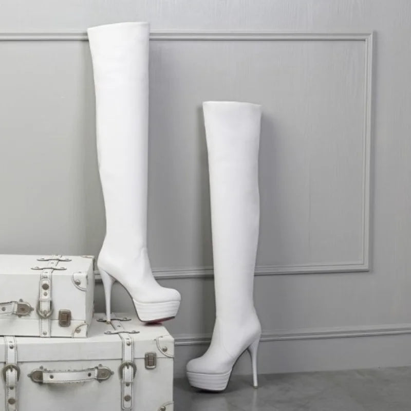 Women's Sexy Over-the-Knee Long Boots – 12cm Stiletto High Platform Thigh-High Boots