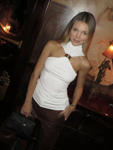Women’s Gold Ring Sleeveless Off-Shoulder Top – High Elasticity Fashion Slim Vest