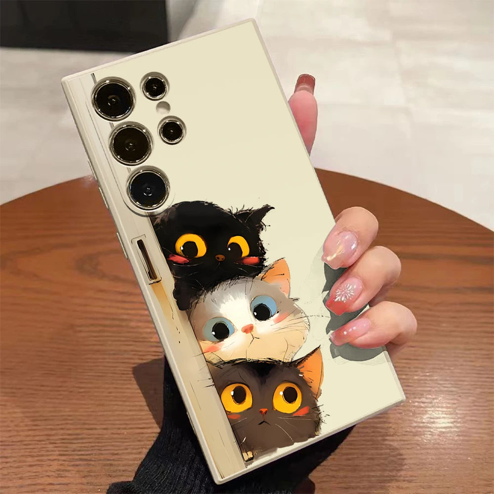 Three Little Kittens Silicone Case for Samsung Galaxy S25 S24 S23 Ultra