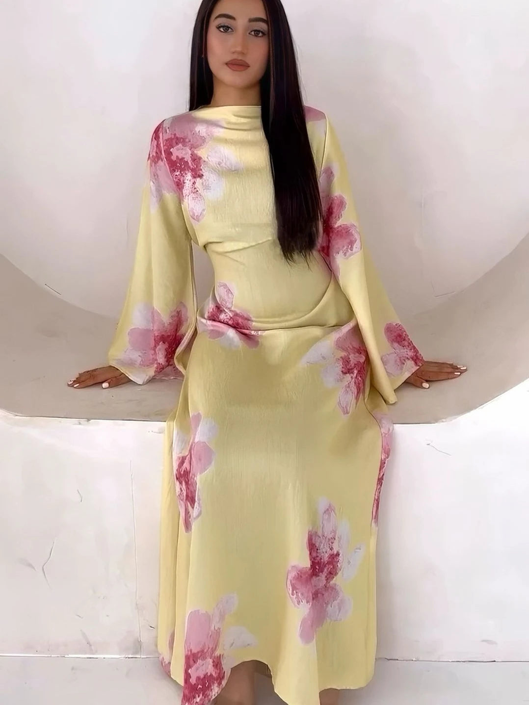 Printed Muslim Jalabiya and Evening Kaftan For Women’s Dubai Abaya Party Dress
